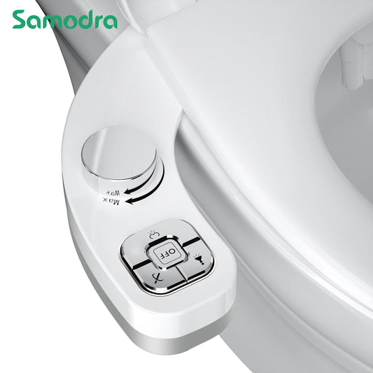 SAMODRA Button Bidet - Non-ElectricSelf  Cleaning Dual Nozzle (Frontal and Rear Wash) Fresh Water Bidet Toilet Seat Attachment