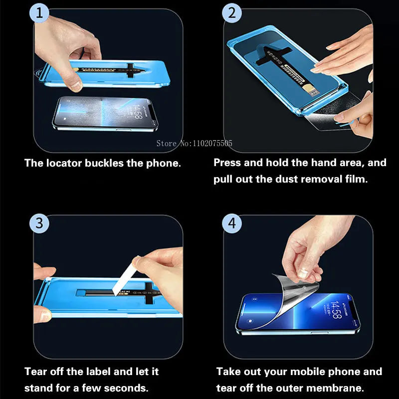 Screen Protector for IPhone 14 13 12 11 Pro Max Mini Tempered Glass for IPhone Xs Max XR X 8 Plus Install Auto-Dust Removal Kit