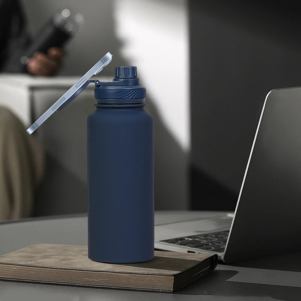 For MagSafe 1000ML Insulated Bottle Water Flask with Rotating Phone Holder Thermal Water Cup Vacuum Cup for iPhone 12 and Above