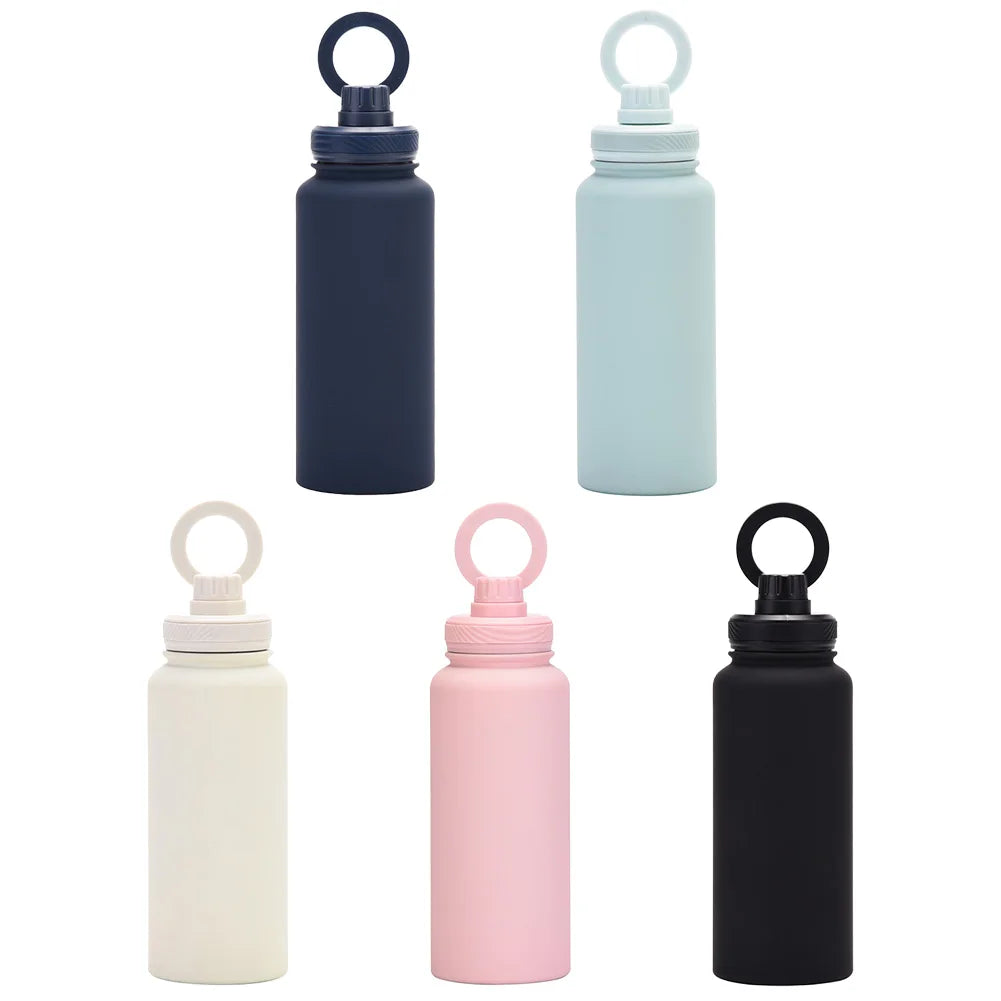 For MagSafe 1000ML Insulated Bottle Water Flask with Rotating Phone Holder Thermal Water Cup Vacuum Cup for iPhone 12 and Above