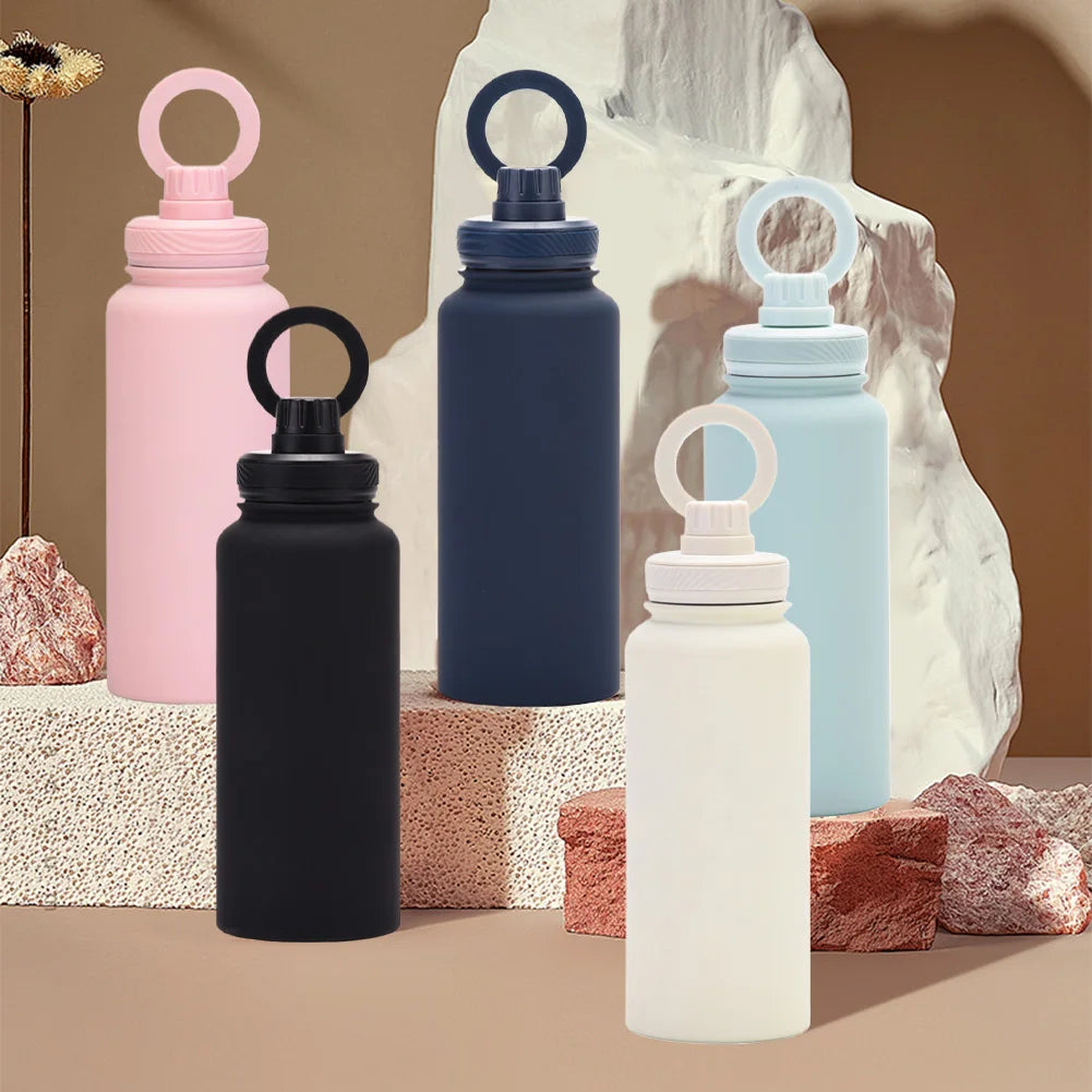 For MagSafe 1000ML Insulated Bottle Water Flask with Rotating Phone Holder Thermal Water Cup Vacuum Cup for iPhone 12 and Above