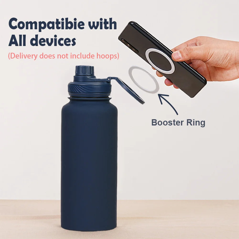 For MagSafe 1000ML Insulated Bottle Water Flask with Rotating Phone Holder Thermal Water Cup Vacuum Cup for iPhone 12 and Above