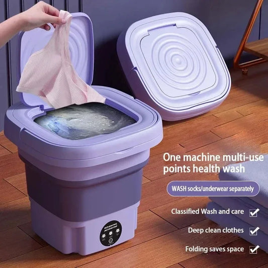 8L Portable Washing Machine Student Dormitory Underwear Socks Mini Cleaning Machine Small Folding Laundry Bucket Washing Machine