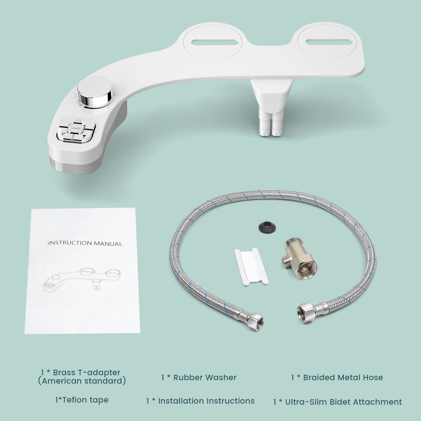 SAMODRA Button Bidet - Non-ElectricSelf  Cleaning Dual Nozzle (Frontal and Rear Wash) Fresh Water Bidet Toilet Seat Attachment