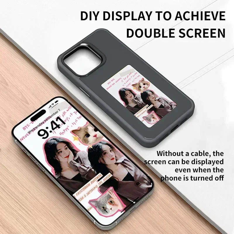 E-ink Screen Phone Case for IPhone 15 14 13 Pro Max Smart DIY Can Change Picture Refesh Photo Phone Cover No Batteries Required