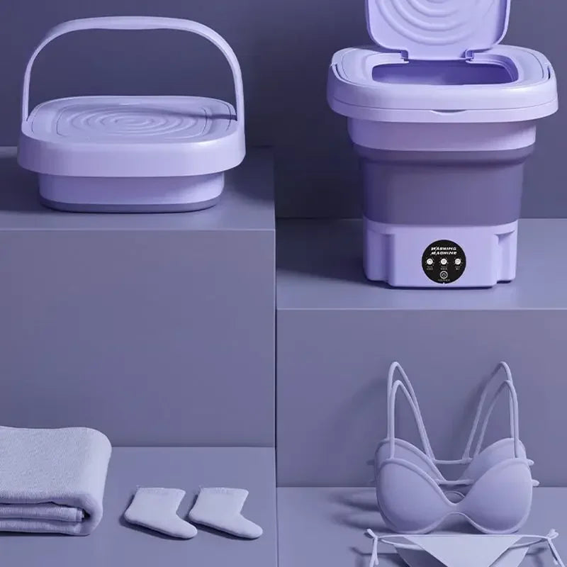 8L Portable Washing Machine Student Dormitory Underwear Socks Mini Cleaning Machine Small Folding Laundry Bucket Washing Machine